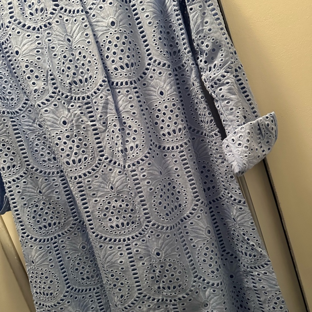 NWT LILLY PULITZER EIRA MIDI SHIRTDRESS SIZE 6 JACARANDA BLUE PINEAPPLE TILE EYE - Picture 11 of 15